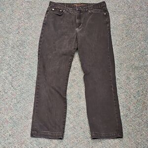 Ralph Lauren Black Leather Patch Jeans Straight Leg.  Size 10 Vintage